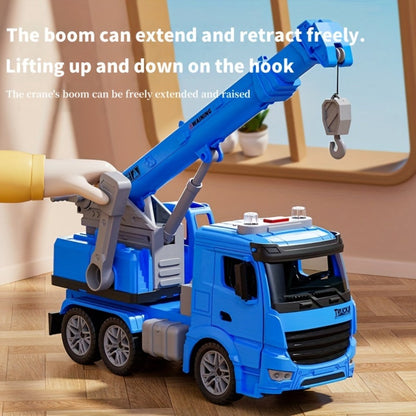 Inertia Crane Truck Toy for Kids - Large Engineering Vehicle with Telescopic Arm, Interactive Track & Double Doors, Construction Toy for Boys Ages 3+, Birthday Christmas Easter Gift