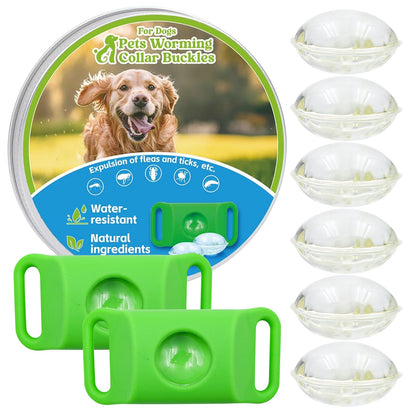 Flea & Tick Repellent Tag for Dogs - Natural Peppermint Essential Oil Capsules, 24/7 Chemical-Free Protection for Indoor & Outdoor Use, Pet-Safe Collar Tag with Refills