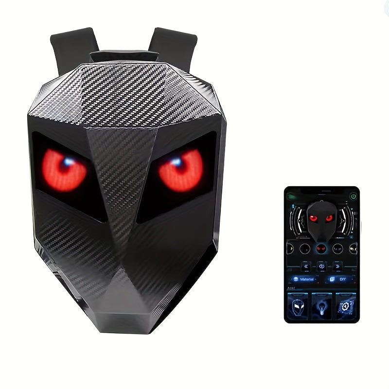 Gelrova Knight LED Motorcycle Backpack With Eye, Hard Case Riding Helmet Backpack Motorbike Laptop Bag, Large Size 19inch, USB Powered Gear (Power Bank Not Included), Black