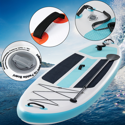 Inflatable Paddle Board 10.5ft – Wide Stable Non-Slip Deck SUP Board with Premium Accessories for Yoga Fishing Boating Traveling Surfing Adults