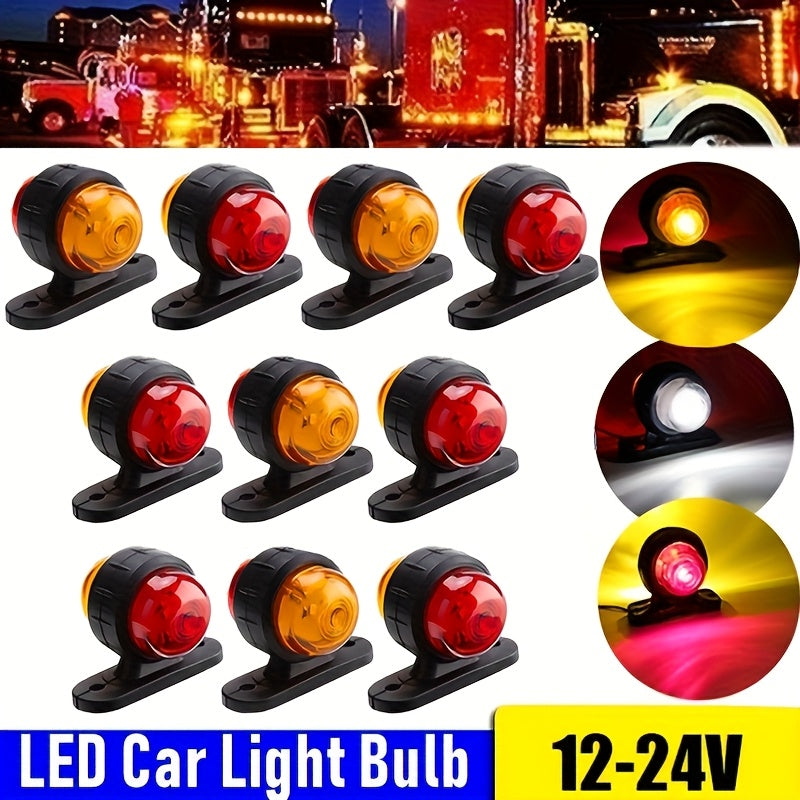 10pcs 12-24V Double-Sided Car Truck Side Indicator Lamps Red Amber Blinker Signal Indicator Lamp for Trailer Lorry Caravan