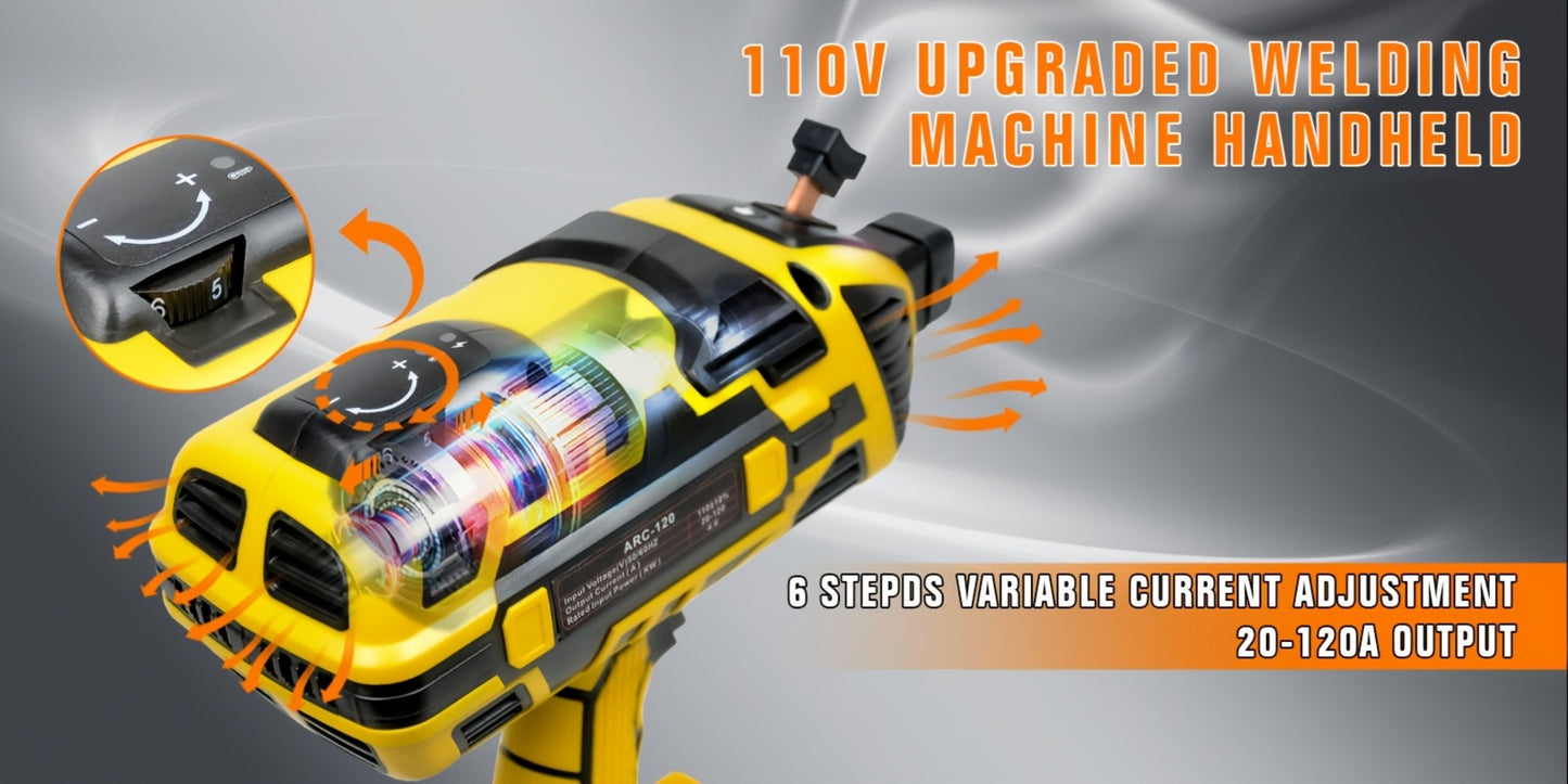 Portable ARC Welder 110V IGBT Inverter – 6-Level Adjustable Current 20-120A, Handheld MMA Stick Welder with Auto Protection, Remote Control & Full Accessories