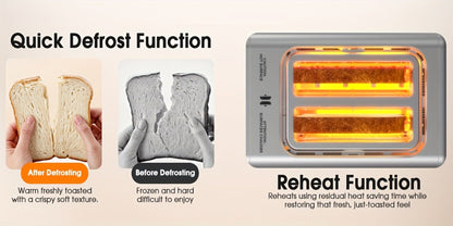 Stainless Steel Toaster 2-Slice Smart Touch Screen – 5 Bread Selections, 7 Shade Settings, Bagel/Defrost/Cancel/Reheat, 1.5" Wide Slot, Removable Crumb Tray