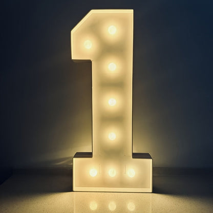 Giant LED Number Light 28.7 Inch Warm White – Illuminated Number Balloon Frame for Birthday Anniversary Graduation Party, PS Foam Board Digit Stand Photo Backdrop Decoration