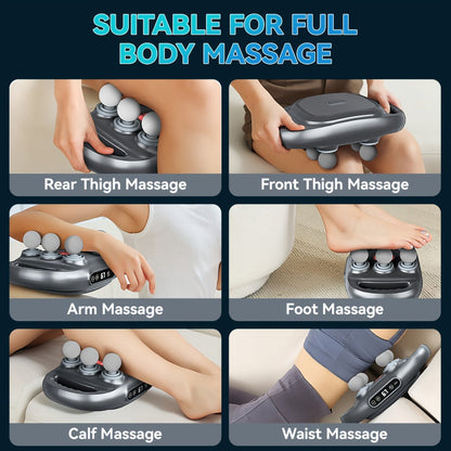 Tapping Massage Gun with 6 Interchangeable Heads – USB Rechargeable Handheld Deep Tissue Vibration Massager for Back, Neck, Shoulders, Legs & Full Body Muscle Relaxation, Professional Home Massager