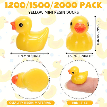 Mini Rubber Ducks Bulk 1200pcs – Tiny Yellow Resin Duck Figures for Hide & Seek Prank, Cruise Ship Duck, Dollhouse Decor, Miniature Garden, Halloween Party Favor & Gift
