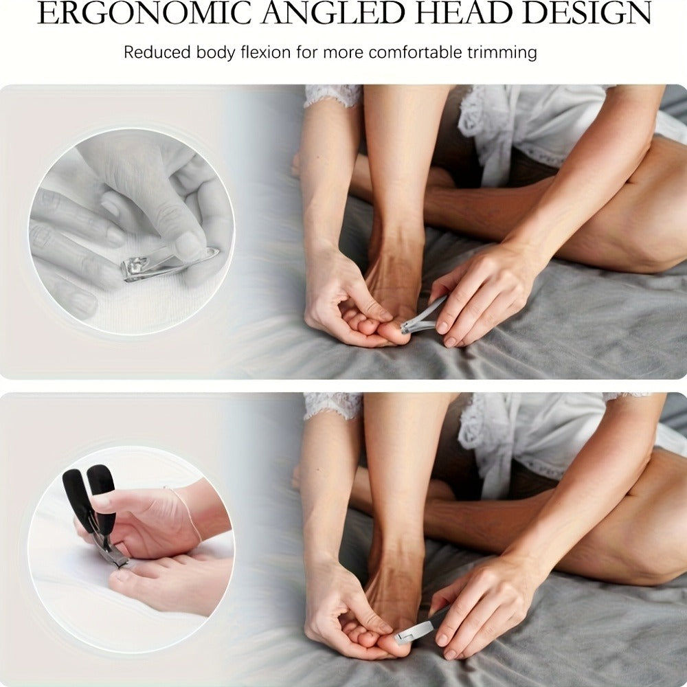 Large Opening Diagonal Blade Toenail Clippers for Thick Nails 5-Piece Set Heavy Duty Stainless Steel Ingrown Toenail Clipper with Nail File for Seniors Men Women Big Toe Cutter Kit