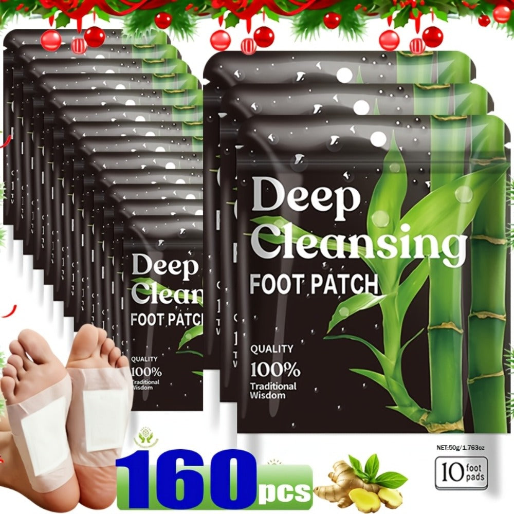 Foot Detox Patches Bamboo Vinegar & Ginger 60 & 160 Pcs - Deep Cleansing Natural Plant Ingredients Alcohol-Free Overnight Moisturizing Foot Pads for Tired Aching Feet - Green Golden Lavender Variants