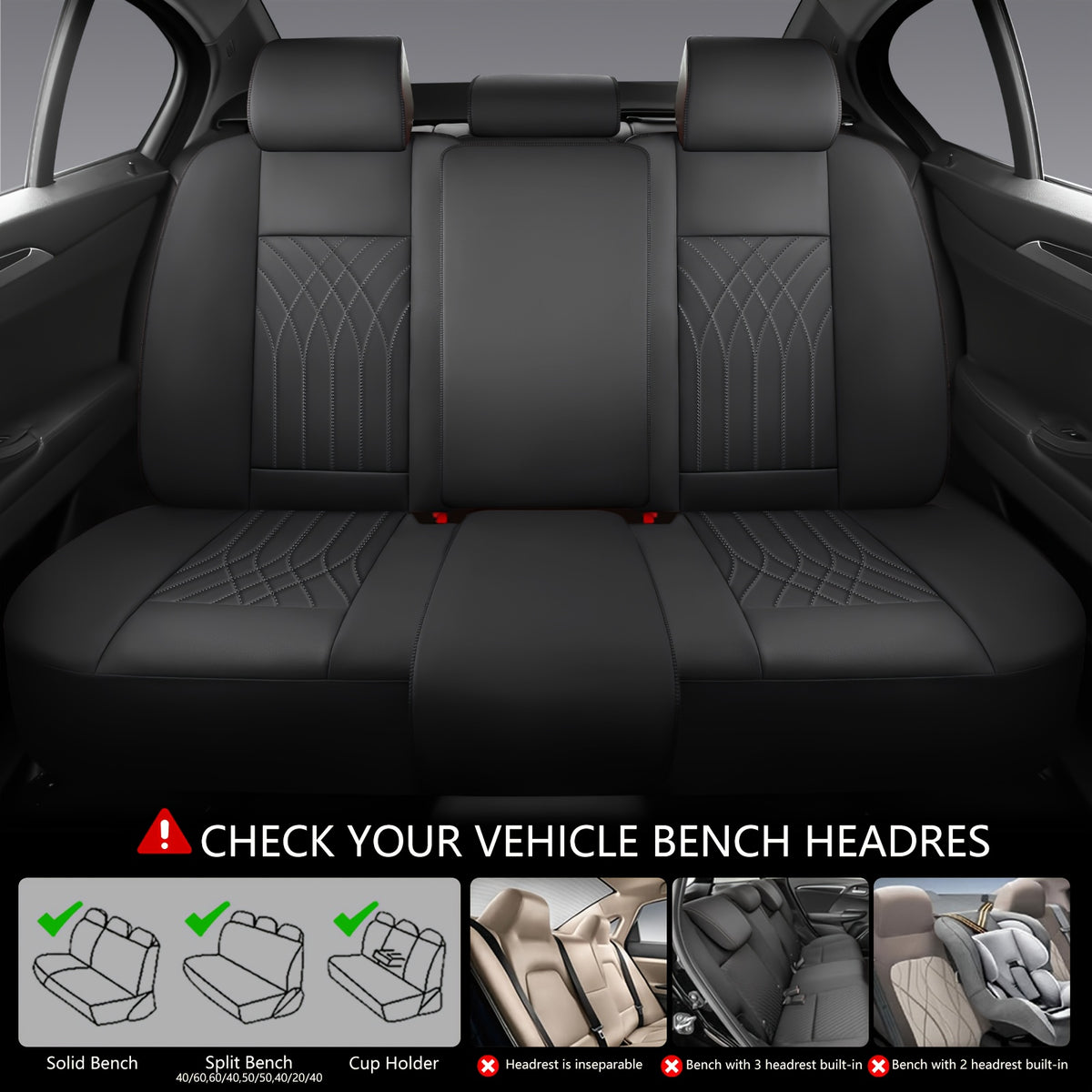 Full Coverage Pu Leather Car Seat Covers Full Set,Waterproof Seat Covers for Cars,SUVs Pick-up Truck, Car Seat Cushion,Car Seat Protector, Seat Cover with 5 Seats / 2 Seats