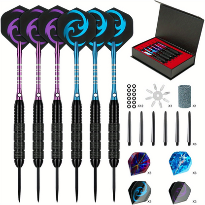Professional Darts Set with Iron Tips, PET Shafts & Gift Box – Complete Dart Set for Training & Competition – Great Christmas & Holiday Gift for Friends & Family