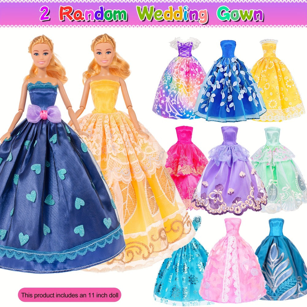 Fashion Girl Doll 11.5 Inch with Clothes Accessories Set – Includes Doll Fur Coat Princess Gowns Fashion Dresses Shoes Crowns Necklaces Pet Dog Creative Gift for Girls Ages 4-12 Birthday Christmas
