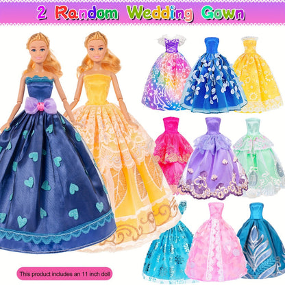 Fashion Girl Doll 11.5 Inch with Clothes Accessories Set – Includes Doll Fur Coat Princess Gowns Fashion Dresses Shoes Crowns Necklaces Pet Dog Creative Gift for Girls Ages 4-12 Birthday Christmas