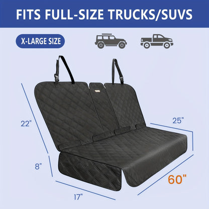 Bench Seat Cover for Back Seat – Waterproof 900D Full Rear Seat Protector for Pets & Kids, Universal Fit Cars Trucks SUVs, Non-Slip Machine Washable, Seat Belt & Armrest Access, Black