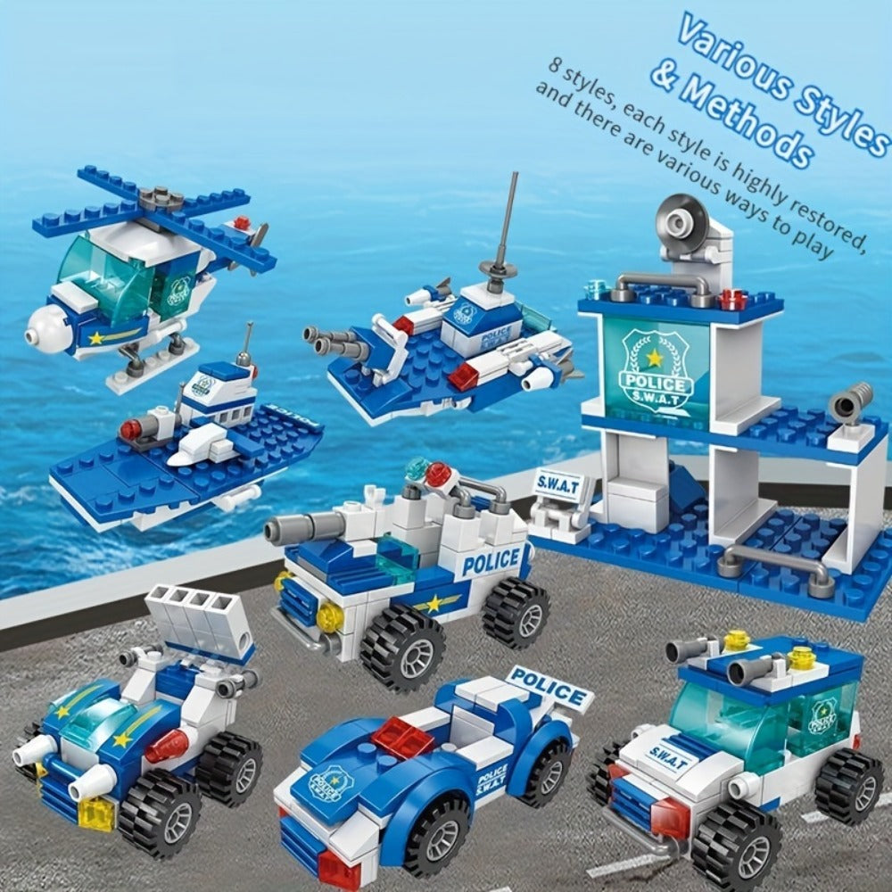 City Police Building Blocks Set 700 Pieces – Patrol Car Truck with Action Figures, Brick Toy for Boys Role Play STEM, Birthday Christmas Halloween Thanksgiving Gift Ages 6 7 8 9 10