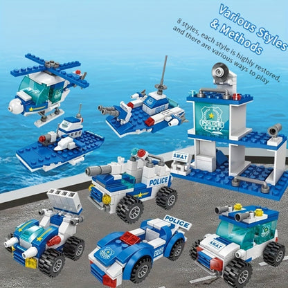 City Police Building Blocks Set 700 Pieces – Patrol Car Truck with Action Figures, Brick Toy for Boys Role Play STEM, Birthday Christmas Halloween Thanksgiving Gift Ages 6 7 8 9 10