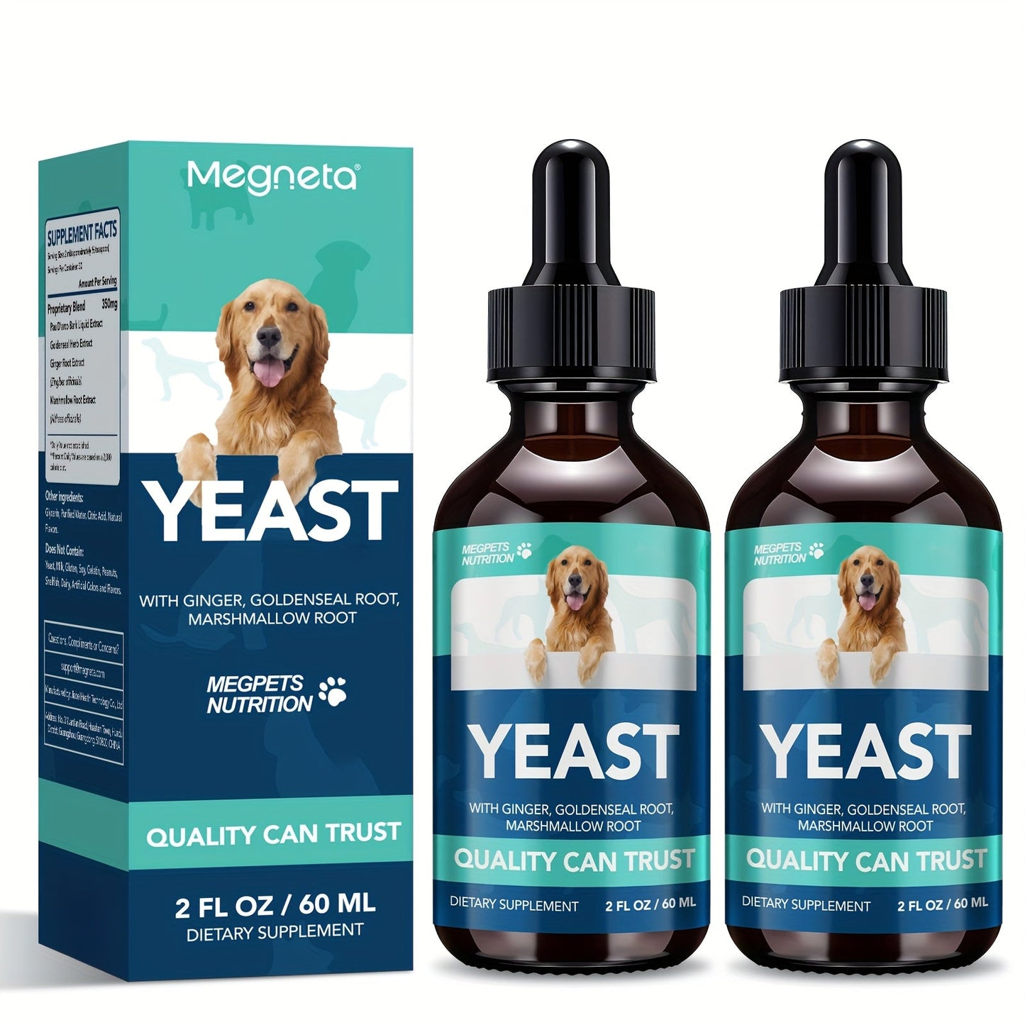 Yeast Health Drops for Dogs & Cats – Skin & Ear Support Supplement, Easy-Absorb Liquid Formula for All Breeds & Ages, 2fl oz (60ml)