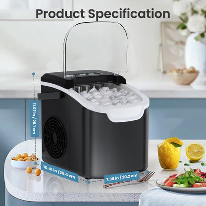 Pebble Ice Maker Countertop – 26 Lbs/24H, 2 Ice Cube Sizes, Sonic Bullet Ice Machine, Auto-Cleaning, Stainless Steel, Ice Scoop & Basket, Optional Descaler Kit for Home, Kitchen, Camping & RV