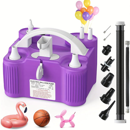 Electric Balloon Pump 4-in-1 with Triple Nozzles - Fast Inflator Deflator for All Balloons Latex Foil 260Q Mylar, Air Beds Pool Floats Yoga Balls Sports Balls, No Battery Required