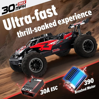 RC Monster Truck 1:18 Scale Alloy 2.4GHz Off-Road Remote Control Car with LED Headlights & All-Terrain Tires, High Speed 33KM/H – Birthday Gift for Kids Boys Girls Adults Ages 6+