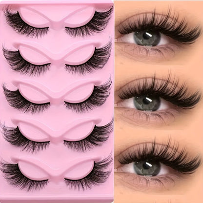 180 Pairs False Eyelashes Bulk Value Pack — Long Thick Cat Eye Strip Lashes, 6 Packs of 30 Pairs Flexible Clear Band Reusable Wispy Lashes for Glamorous Eye Makeup, Holiday Gift & Everyday Wear