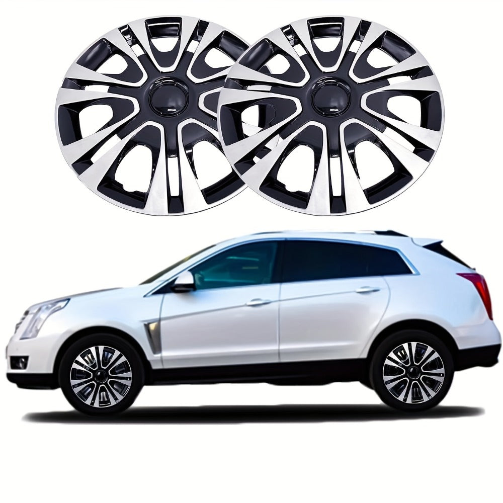 Hubcaps 4pcs Set – 15 Inch & 16 Inch Full Cover Wheel Hub Covers, Snap-On Easy Install, Universal Fit Steel Wheels for Sedan, SUV, Truck & Coupe, Silver Plastic Wheel Covers