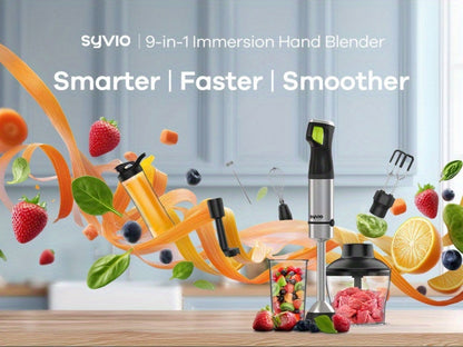 Immersion Blender 1200W 9-in-1 Heavy Duty Hand Blender Variable Speed with Time Display Chopper Whisk Milk Frother Beaker Electric Handheld Mixer for Soup Puree Smoothies
