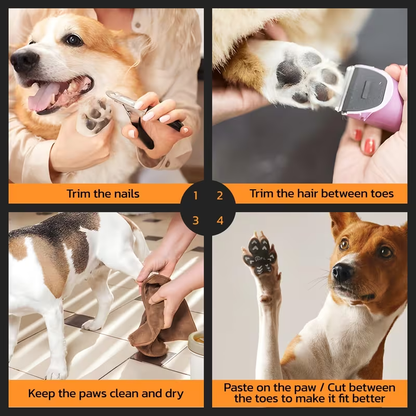 Dog Paw Pads Anti-Slip Sticker Protector 12 Sets 48pcs – Traction Grip Paw Stickers for Senior Dogs on Hardwood Floors, Cuttable Hook & Loop Adhesive Paw Grips, Sizes L to 3XL
