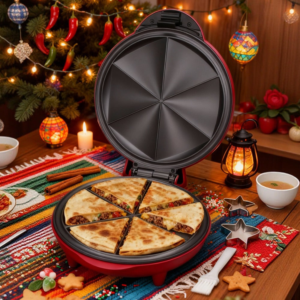Electric Quesadilla Maker 9.5 Inch – Grilled Cheese Machine, Extra Stuffing Capacity, Easy 6-Wedge Slice, Non-Slip Feet | Also Available as 12 Inch Pizza Maker