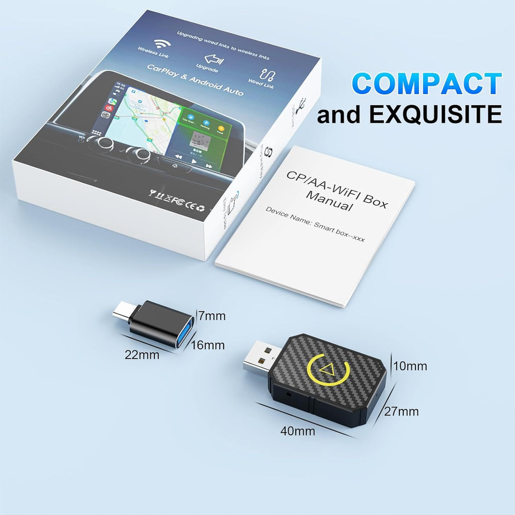 1pc Upgraded Mini CarPlay Wireless Adapter for iPhone/Android - USB-Powered Wireless & Wi-Fi Dual Mode, No Delay Stable Fast Connection, Compact Car Audio Adapter Converts Wired to Wireless, Wireless Carplay Adapter, Vehicle Audio Upgrade, Modern