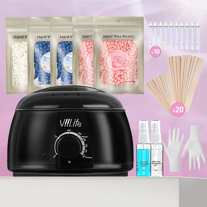 Wax Warmer Hair Removal Kit — 46-Piece Home Waxing Set with 5 Bags Wax Beans | Full Body Hair Removal for Eyebrows, Arms, Bikini & Nose | For Women & Men