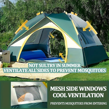 Automatic Pop-Up Camping Tent 4 Person UV Protection Insect Net Sunshade Waterproof Instant Setup Beach Park Outdoor Family Tent