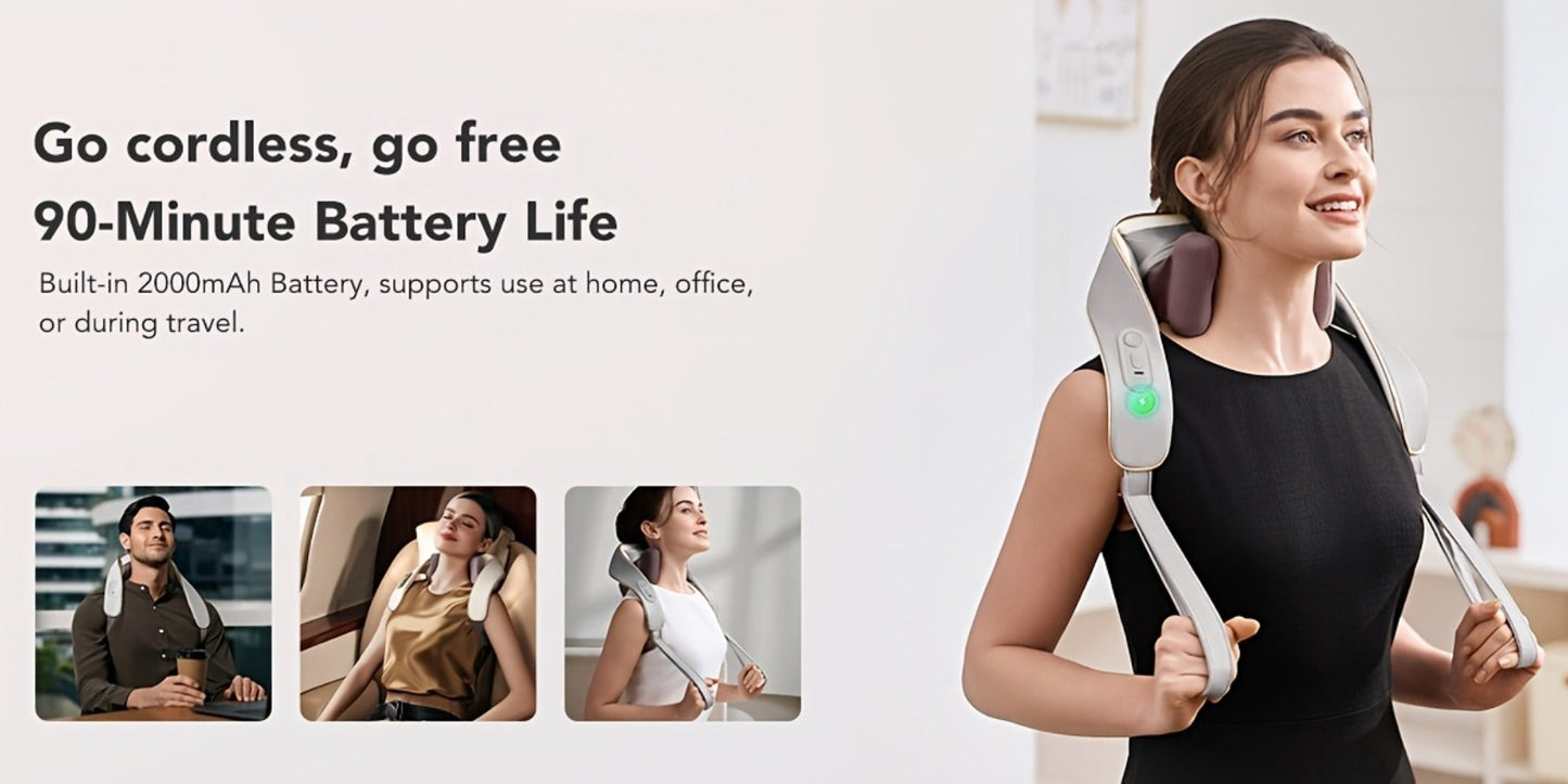 Wearable Neck & Shoulder Massager with Heat – 6D Bionic Hand Kneading Trapezius Massager, 9 Modes 3 Intensities 40-45°C Heat, Hands-Free Deep Tissue Massage for Home & Office, Gift for Women Men Mom