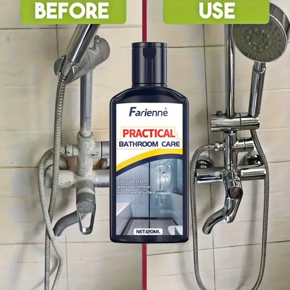Bathroom Glass Restoration Paste 120g – Removes Water Stains, Soap Scum & Hard Water Deposits from Shower Doors, Tiles & Metal Surfaces, Restores Clarity & Bright Finish, Includes Free Sponge