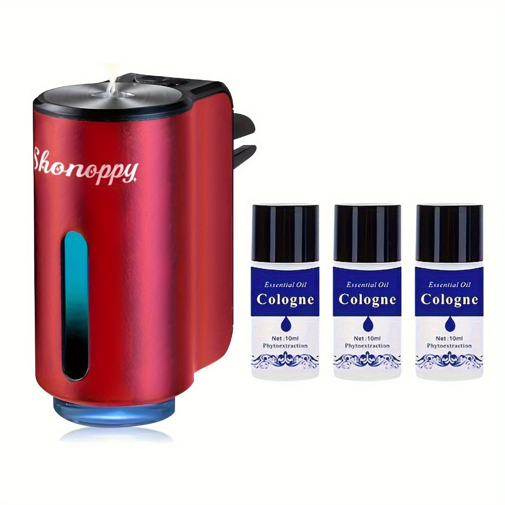 Car Air Freshener Diffuser USB Aromatherapy Humidifier with 3 6 10 Bottles Essential Oils 0.34oz Adjustable Fragrance Output Vehicle Scent Diffuser Gray Blue Red