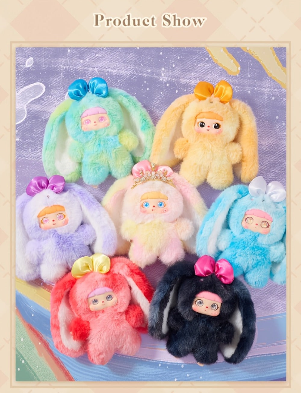 Kawaii Rabbit Plush Toy with Detachable Face — Soft Bunny Stuffed Animal Collectible for Girls Teens Adults | Unique Birthday Valentine's Day Christmas Holiday Gift | Room Decor Shelf Display