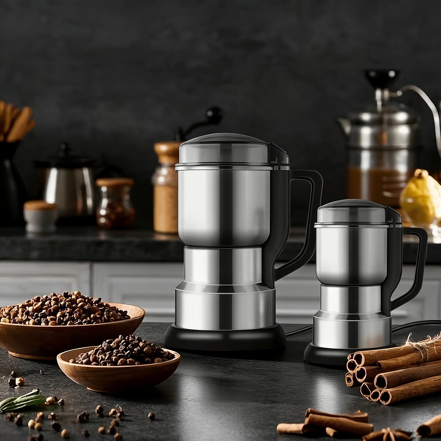 Electric Coffee Grinder 300W 25000RPM – 8-Blade Stainless Steel Spice & Grain Mill for Coffee Beans, Nuts, Spices | Home, Cafe & Camping