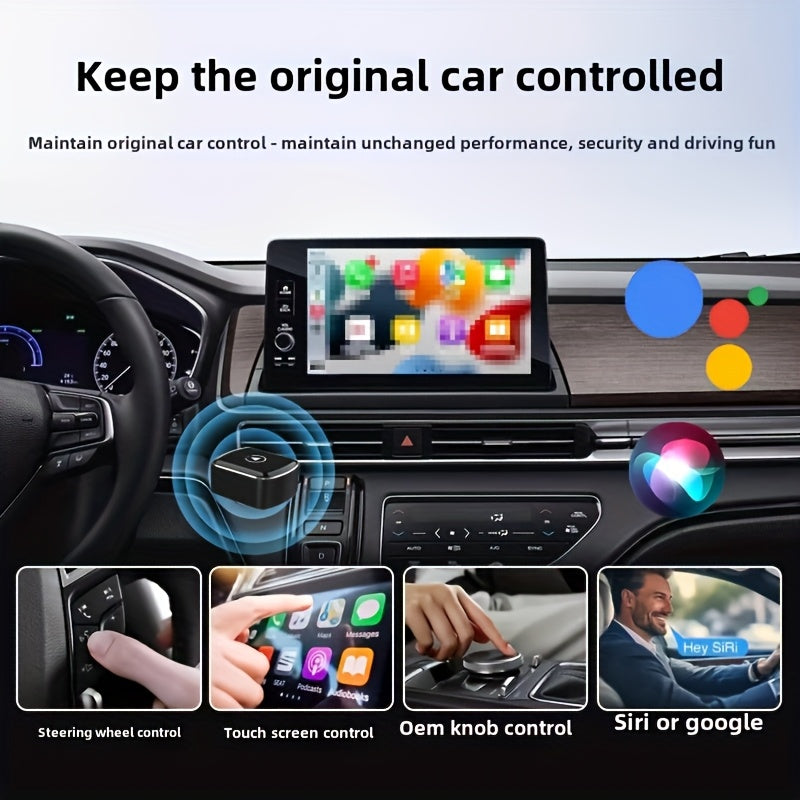Adapter for Wireless Carplay And Android Auto, Transforms Wired Connections to Wireless, Easy to Use USB Dongle, Enables Voice Control, Enhances Vehicle Entertainment, Portable And Compact Design, Dependable Performance, Smooth Integration