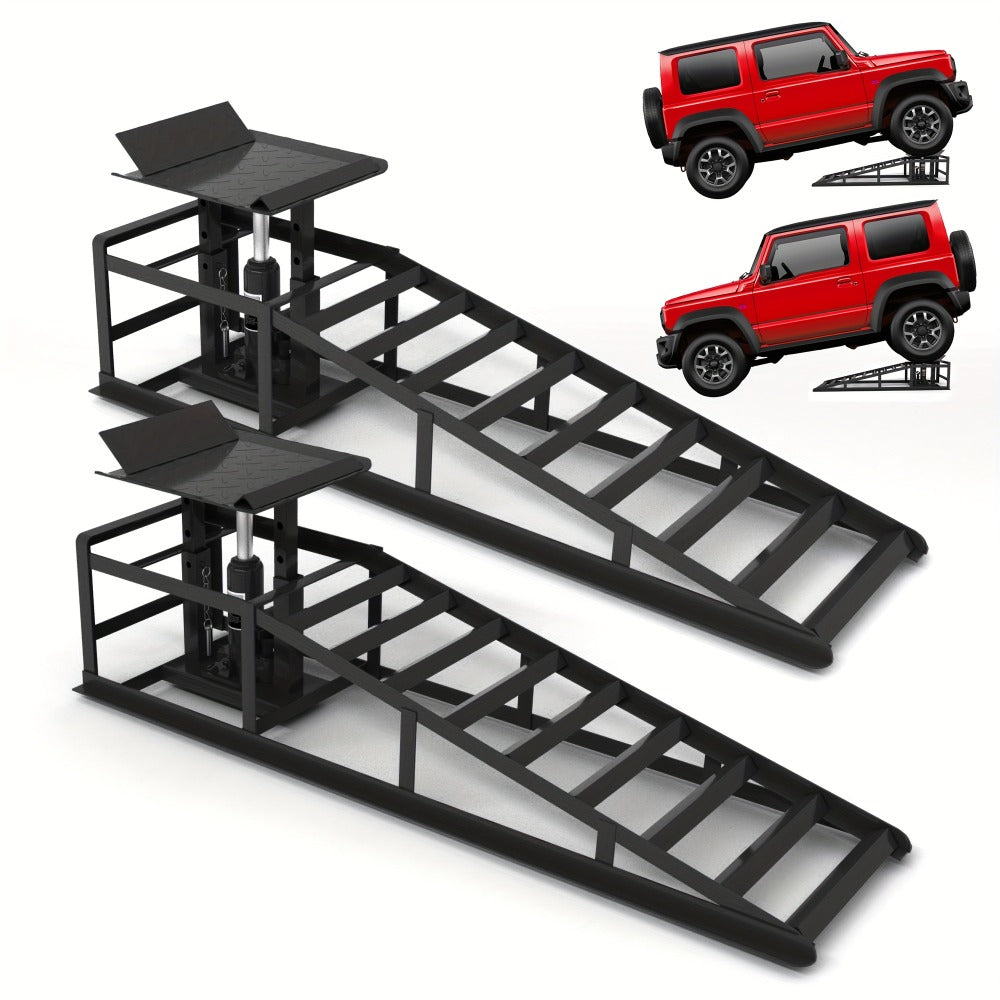 Hydraulic Car Ramps 2-Pack 11050 LBS 5T - Heavy Duty Iron Vehicle Lift Ramp 9"-14.2" for Oil Changes, Jack Support & Auto Maintenance