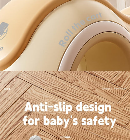 Anti-Tip Baby Walker with Music & Lights 4-Wheel Toddler Learning Walker 220 lb Widened Stable Base Indoor Outdoor Birthday Gift Boys Girls Ages 1+ Beige Pink Green Blue