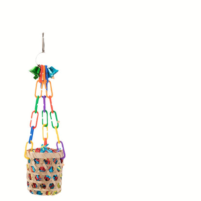 Bird Parrot Toys Set 6 Pieces Handmade Wooden Chew Toys Hammock Swing Perch Cage Accessories for Cockatiels Lovebirds Finches Parakeets Conures Small Birds