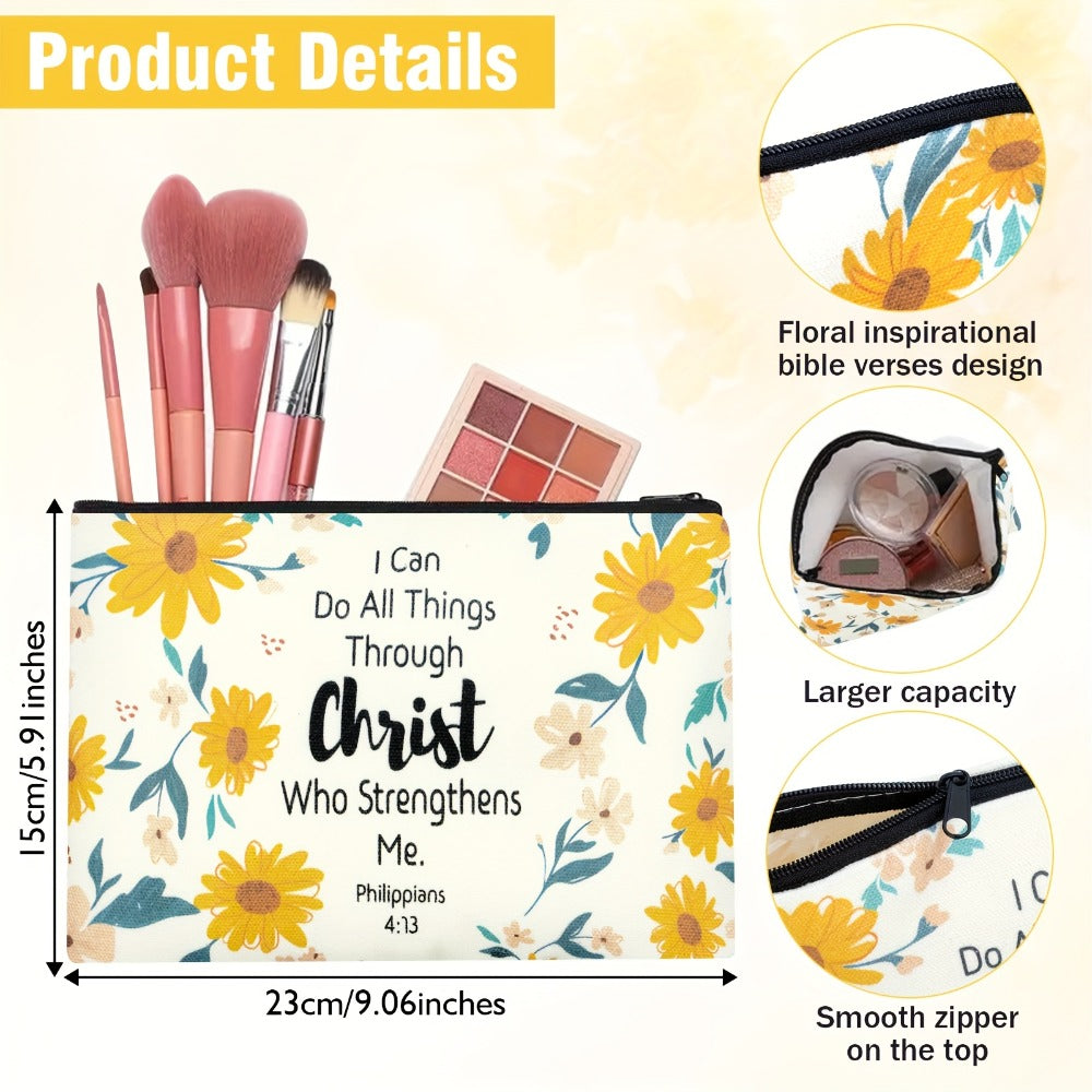 Bible Verse Makeup Bag Bulk 30 Pcs Christian Zipper Scripture Pouches Church Favors Inspirational Religious Gift for Women VBS Sunday School Travel Pencil Bag