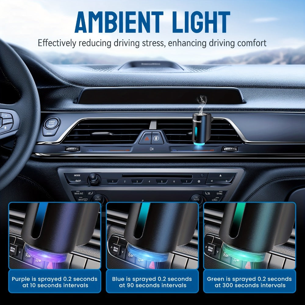 Car Essential Oil Diffuser – USB Aromatherapy Air Freshener with 3 Adjustable Mist Modes, Humidifier & Fragrance Diffuser for Vehicle Interior, Red, Grey & Pink