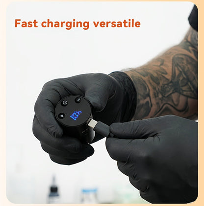 Wireless Tattoo Power Supply Portable Rechargeable Battery LED Digital Display RCA DC Connector Coreless Motor for Rotary Tattoo Pen Machine - Red Silver Black