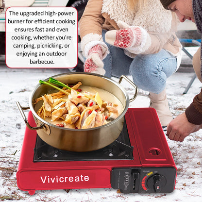Portable Butane Camping Stove Single Burner – Compact Gas Cooker with Carrying Bag for Outdoor Cooking, Camping, Hiking, Fishing, Picnics & Korean BBQ | 2 Colors