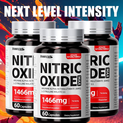 Nitric Oxide Supplement 1466mg with L-Arginine, L-Citrulline & Beet Root — Boosts Blood Flow, Muscle Pump, Endurance & Athletic Performance | Pre-Workout Capsules for Men & Women | 1-3 Bottle Options
