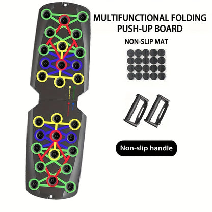 Push Up Board Multifunctional Color-Coded Chest Workout System, Adjustable Home Gym Equipment for Chest, Shoulders, Triceps & Back Strength Training, Lightweight Durable Frame with Resistance Bands & Pull Ropes