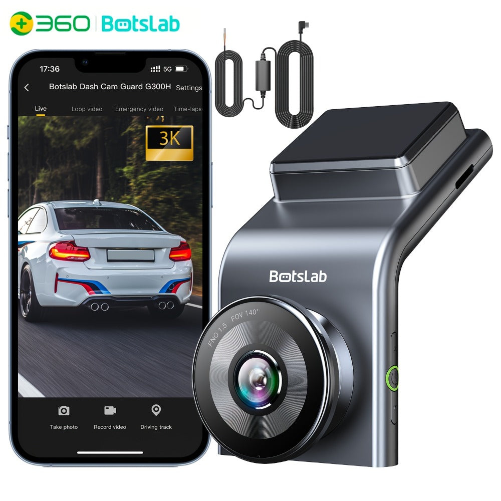 Botslab G300H Pro 3K Dash Cam 140° Wide Angle Built-in WiFi GPS Night Vision Motion Detection Parking Mode WDR Loop Recording Smart Alerts, Optional Hardwire Kit & 32G SD Card