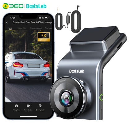 Botslab G300H Pro 3K Dash Cam 140° Wide Angle Built-in WiFi GPS Night Vision Motion Detection Parking Mode WDR Loop Recording Smart Alerts, Optional Hardwire Kit & 32G SD Card
