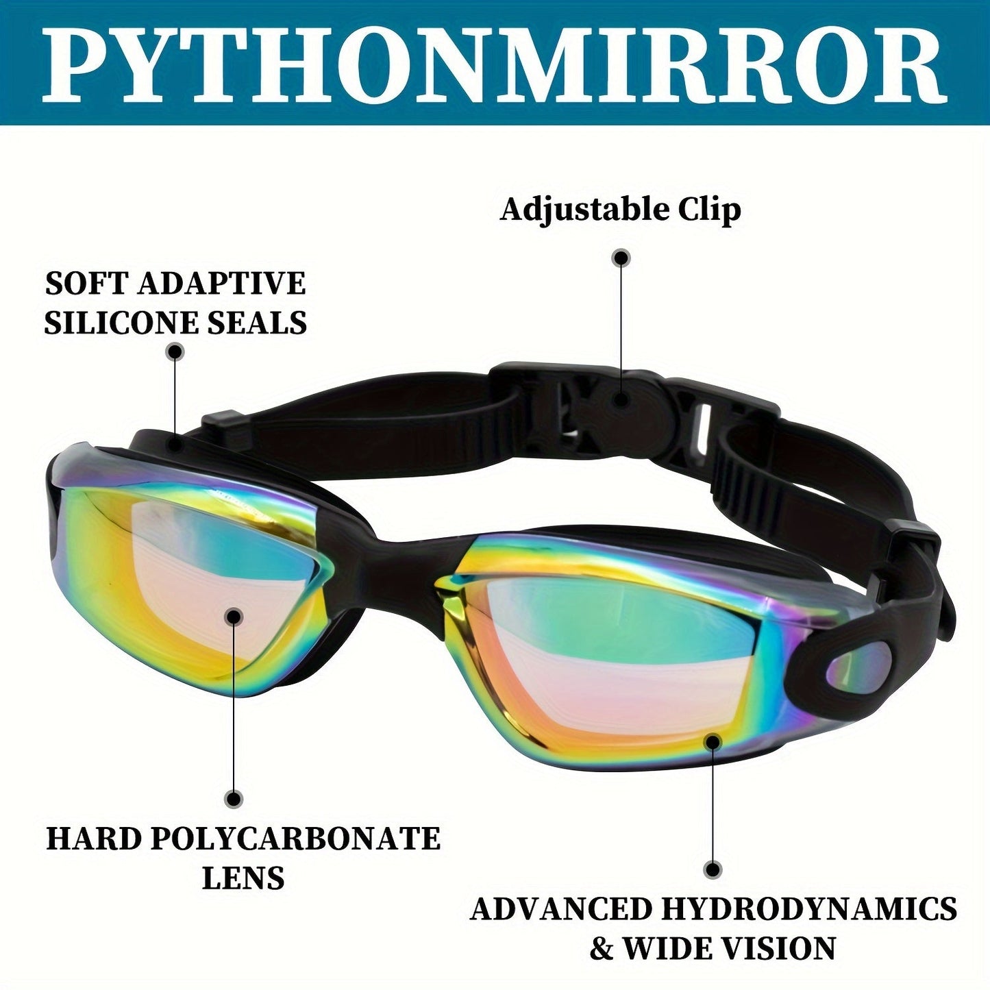 Anti-Fog Swim Goggles 2 Pack for Adults & Youth – Professional Mirrored Pool Goggles with UV Protection, No-Leak Wide View Lens, Adjustable Strap for Men Women Kids Swimmers
