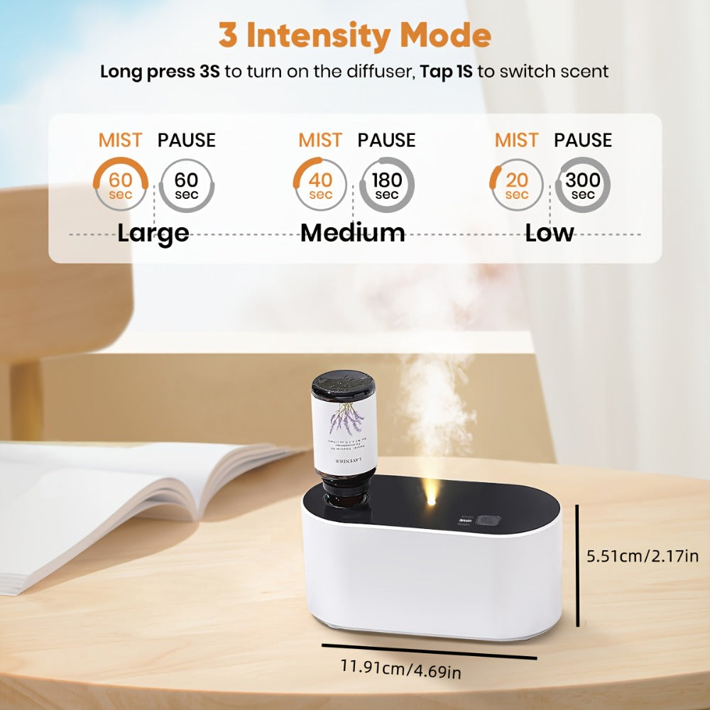 Essential Oil Diffuser Waterless Aroma Diffuser – USB Mini Humidifier, 3 Misting Modes, Color LED Lights, Auto Circulation for Home, Office & Car